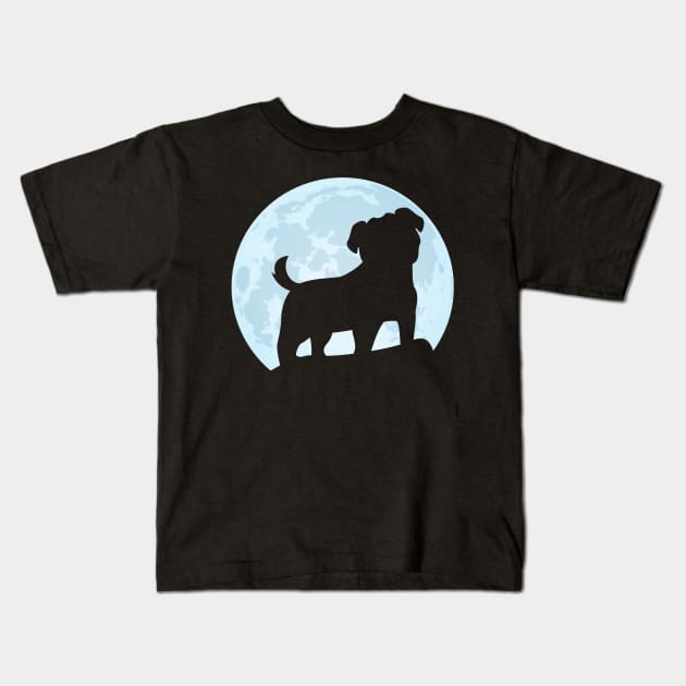 pug lover dog moon gift pugs silhouette Kids T-Shirt by T-shirt verkaufen